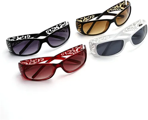 Vista 4 de willochra Fashion Y2K - Gafas de sol polarizadas para mujer, con diamantes de imitación, rectangular, protección UV400