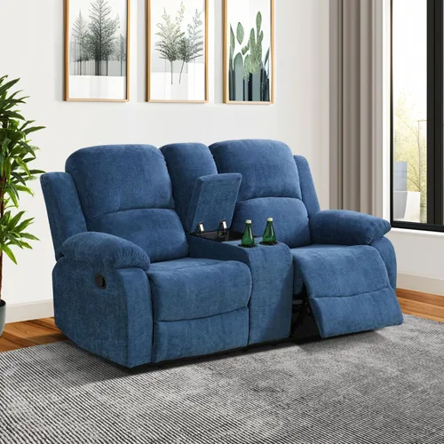 Vista 17 de Sofá reclinable manual, sofá reclinable con portavasos de 3 asientos, sofá de 3 asientos con mesa auxiliar desplegable para sala de estar, oficina
