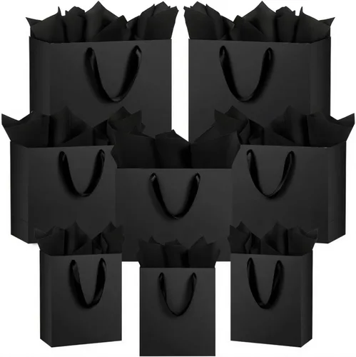 Vista 14 de Paquete de 4 bolsas de regalo negras extra grandes, bolsas de regalo grandes con papel de seda, 16 x 6 x 12 pulgadas, bolsas de regalo para pequeñas