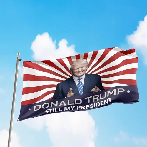 Vista 2 de Bandera de Donald Trump Still My President USA MAGA Partido Republicano de 3 x 5 pies, color vivo, ojales de latón con doble costura