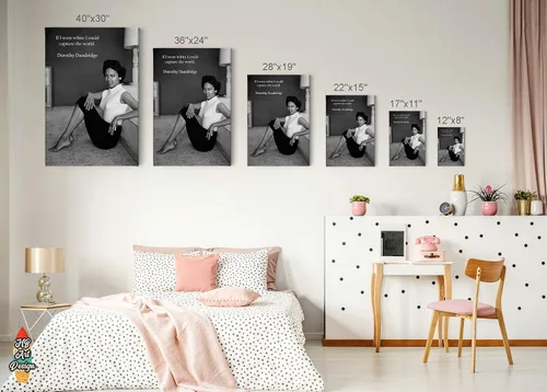 Vista 5 de HB Art Design Cita de Dorothy Dandridge y Photo at Home - Lienzo decorativo en blanco y negro para pared, hermoso icono de arte afroamericano