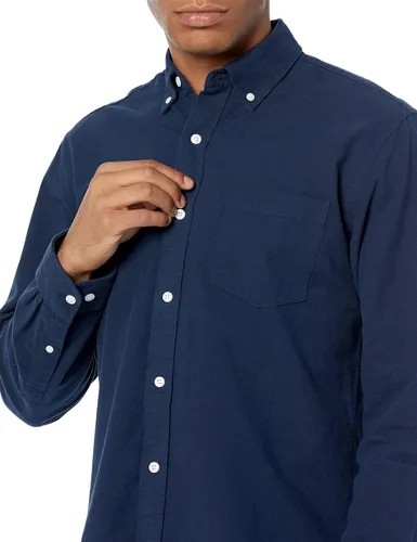 Vista 4 de Camisa Tienda Essentials de tela oxford de manga larga ajuste regular con bolsillo para hombre