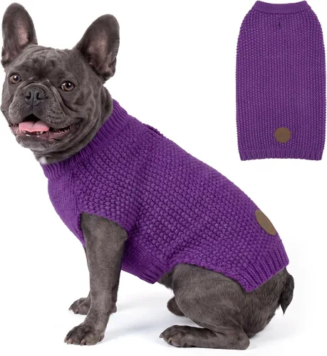 Vista 14 de KYEESE Suéter para Perro con Agujero para Correa para Perros Pequeños Machos Suéter Cálido con Hilo Reflectante Tejido Suave Ropa para Perros Machos