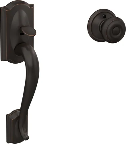 Vista 23 de SCHLAGE FE285 622 Acc CAM LH Juego de Manijas Mitad Inferior, Moldura Interior Camelot, Negro Mate