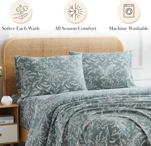 Vista 263 de Southshore Fine Living, Inc. Colección Winter Brush, juego de sábanas de 3 piezas para cama individual, sábana bajera con bolsillo profundo de 14