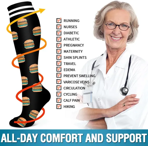 Vista 160 de Bluemaple 6 Pack Copper Compression Socks for Women and Men Circulation-Best Support for Medical, Running,Nursing,Athletic
