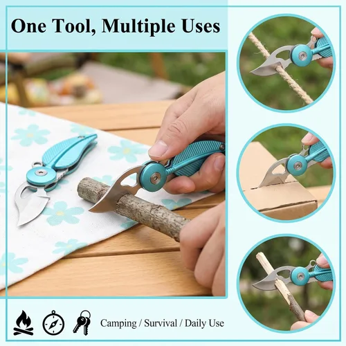 Vista 5 de Cuchillos de Bolsillo y Cuchillos Plegables, Mini Cuchillo de Bolsillo para Mujeres, Cuchillo de Bolsillo Pequeño, Cuchillo EDC con Cadena
