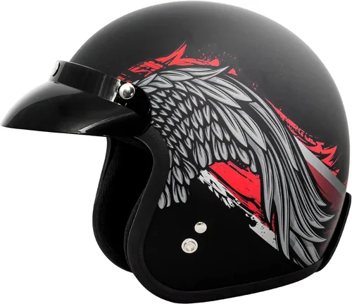 Vista 10 de VCAN Casco de motocicleta V85C 3/4 de cara abierta aprobado por DOT