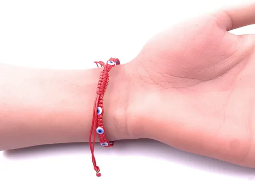 Vista 5 de Protectective - Pulsera delicada de mal de ojos para mujer, ajustable, de cuerda roja, regalo perfecto de San Valentín (mujer, 7.26), Algodón, sin