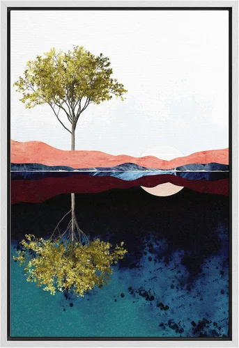 Vista 40 de SIGNFORD Lienzo enmarcado para pared, camino del desierto con cactus, naturaleza silvestre, ilustraciones modernas, arte decorativo, rústico