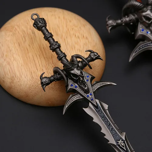 Vista 6 de FAYAIALO Mini espada de escarcha Exhibición de modelo Arthas Cosplay de espuma de metal Exhibición coleccionable
