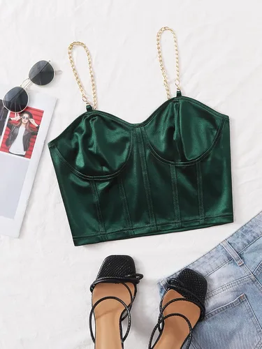 Vista 2 de Romwe Camiseta corta sin mangas con tirantes delgados para mujer