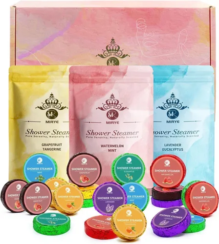 Vista 9 de Vaporizadores de ducha, regalos de aromaterapia para mujeres, paquete de 18 bombas de ducha de aceite esencial de eucalipto orgánico, lavanda