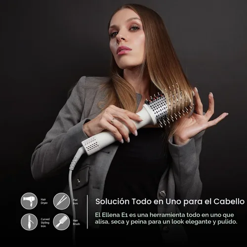 Vista 2 de Ellena E1 Secador de pelo + cepillo alisador de cabello de doble modo, cepillo de aire caliente con motor sin escobillas de alta velocidad
