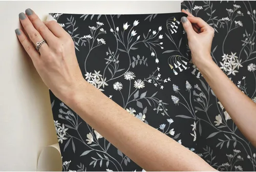 Vista 6 de Roommates RMK12179PLW Black Meadow Mix - Papel tapiz para despegar y pegar