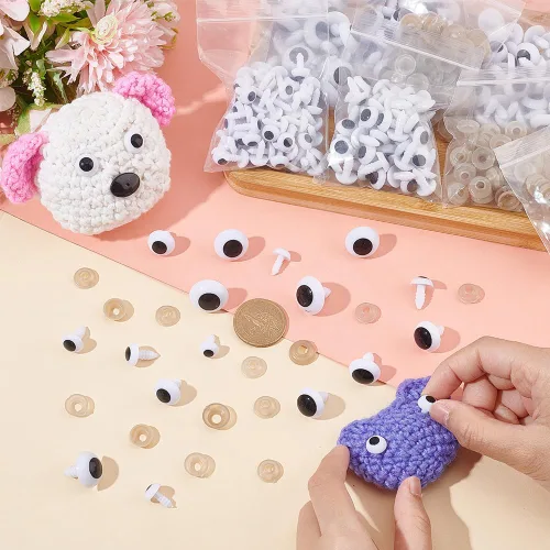 Vista 3 de PH PandaHall 240 juegos de ojos de seguridad, 6 tamaños, ojos de ganchillo, ojos amigurumi, ojos de animales de peluche, ojos artesanales