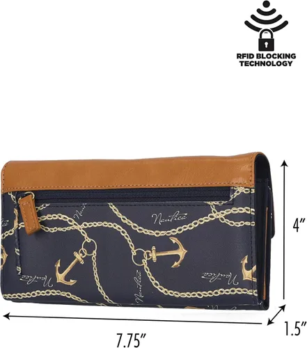 Vista 3 de Nautica Money Manager RFID - Cartera organizadora para mujer, Anchor Aweigh, Compacto