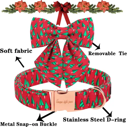Vista 64 de Unique style paws - Collar para perros con corbatín, collar ajustable para perros y gatos, pequeño, mediano y grande