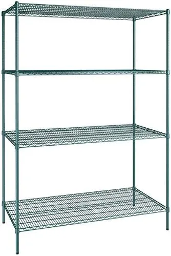Vista 31 de Kit de 4 estantes de epoxi verde NSF de 21 x 72 pulgadas con postes de 86 pulgadas, estantería de almacenamiento resistente, kit de estantería