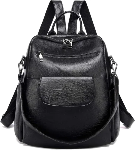 Vista 11 de Mochila de Moda para Mujer Bolso Impermeable Mochilas Escolares Viajes Compras Mochila Convertible Bolsa de Hombro para Damas Rojo-Marrón