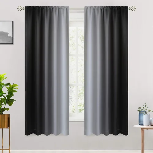 Vista 10 de COSVIYA Cortinas degradadas con dobladillo para cortinero, cortinas de oscurecimiento de habitación de 63 pulgadas de largo, cortinas degradadas