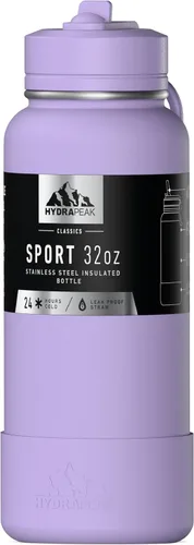 Vista 28 de Hydrapeak Botella de agua deportiva aislada de 32 onzas con tapa con popote, a prueba de fugas y derrames, mantiene las bebidas frías durante 24