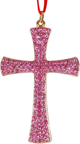 Vista 12 de WaaHome Adorno de cruz de Pascua para decoración de árbol, flor morada, decoración de Pascua, regalos religiosos para mujeres, hombres, niños