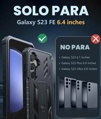 Vista 2 de FNTCASE para Samsung Galaxy S23-FE Funda: Funda protectora dura de grado militar con atril Protector de pantalla Funda protectora a prueba