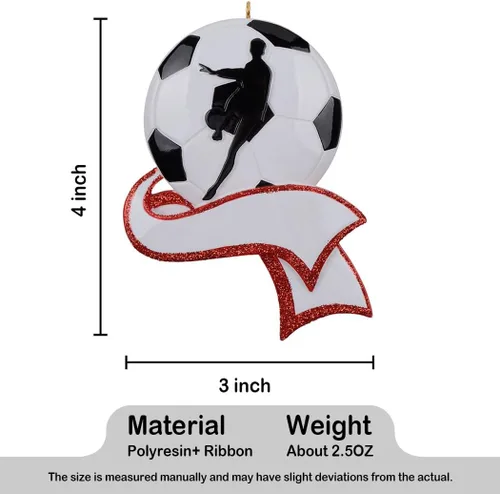 Vista 4 de Adorno de fútbol personalizado 2024 – Adorno de Navidad de pelota de fútbol con nombre y año – Regalo de recuerdo de Navidad para niños/niñas