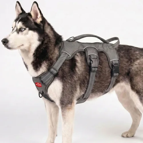 Vista 26 de Tuff Pupper Arnés para perro sin escape a prueba de escape, arnés ajustable de 5 puntos para perros, arneses acolchados para perros, arneses
