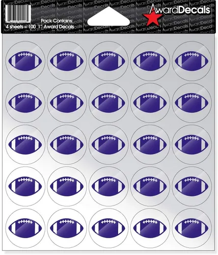 Vista 11 de Award Decals Juego de calcomanías de fútbol (negro sobre transparente) (100 calcomanías de 1 pulgada), calcomanías originales Award Decals Premium