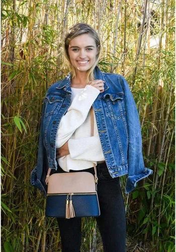 Vista 6 de SG SUGU - Bolsa cruzada Lunar ligera y de tamaño mediano, forma de cúpula, bolsa de hombro con borla, bolsillo con cremallera, correa ajustable