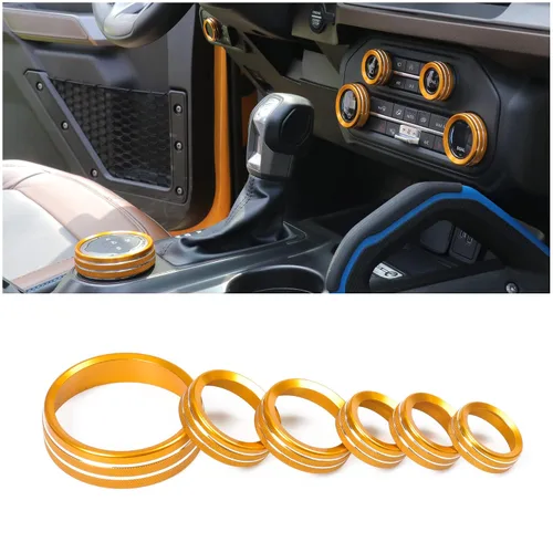 Vista 14 de Cubierta de perilla de interruptor de faros de aire acondicionado para 2021 2022 2023 2024 2025 Nuevo Ford Bronco 2/4 Puerta Interior Accesorios