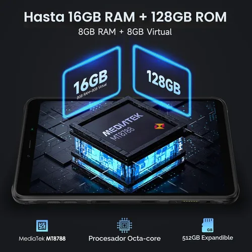 Vista 2 de Ulefone Armor Pad Pro - Tablet resistente de 8 pulgadas (16 GB + 128 GB), cámara trasera de 48 MP + cámara frontal de 32 MP, batería de 7650 mAh