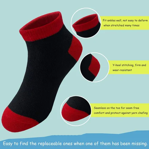 Vista 4 de Calcetines para niños, 25 pares de calcetines deportivos para niños, calcetines deportivos de corte bajo