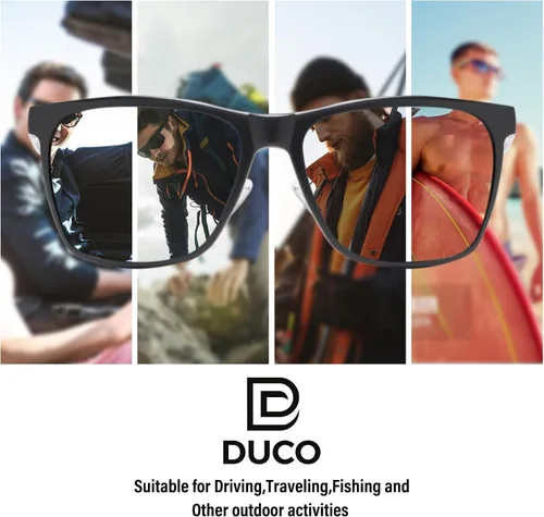 Vista 4 de DUCO Gafas de sol polarizadas para hombre, protección UV, marco rectangular retro, para conducir, pescar, 100% bloqueo UV 3029H