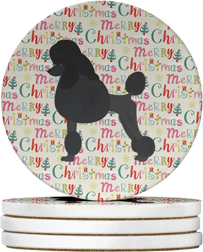 Vista 223 de Abyssinian Sand Terrier Merry Christmas - Posavasos grandes de piedra arenisca (4 unidades)