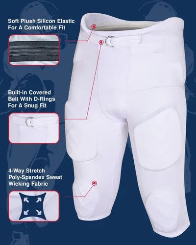 Vista 2 de Exxact Sports Gladiator - Pantalones de fútbol integrados para hombre con almohadillas, pantalones de práctica de fútbol, pantalones de fútbol
