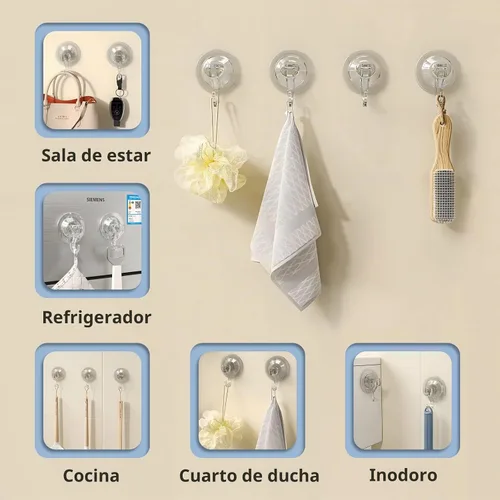 Vista 7 de CozyBlue Ganchos de ventosa resistentes – Paquete de 2 ganchos de ducha impermeables y reutilizables – extraíbles para ventana, puerta de cristal