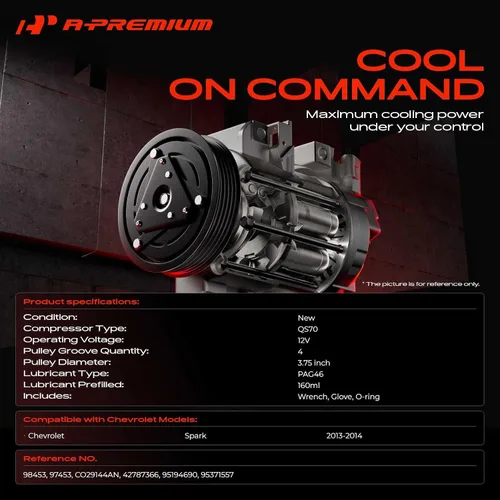 Vista 2 de A-Premium Compresor A/C con embrague compatible con Chevrolet Spark 1.2L 2013-2014