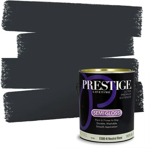 Vista 267 de PRESTIGE Pinturas Pintura Exterior e Imprimación en Uno, 1 Galón, Mate, Combinación Comparable de Sherwin Williams* Black Magic* SW6991-PCM