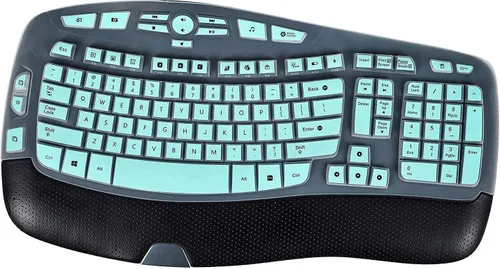 Vista 12 de Funda protectora para teclado Logitech K350 MK570 MK550, vinilo adhesivo para teclado Logitech K350 MK550 MK570, funda protectora de onda Negro