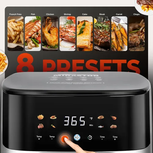 Vista 2 de Freidora de aire digital de 5.8QT con ventana visible, temperatura y temporizador ajustables, fritura al aire, recalentamiento, fácil para alimentos