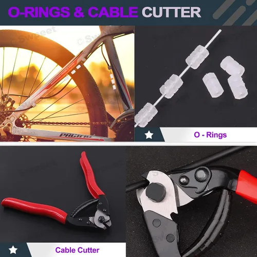 Vista 5 de Swpeet Carcasa universal para cable de cambio de bicicleta, 67 piezas, con kit de cortador de cables de bicicleta, tapas de extremo de cable