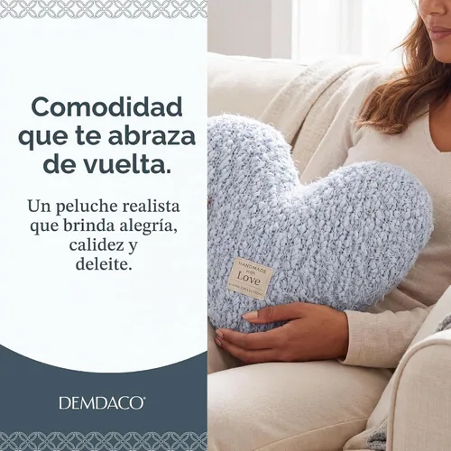 Vista 2 de DEMDACO Almohada Decorativa de Felpa con Peso en Forma de Corazón Azul Suave, 10 x 11 pulgadas
