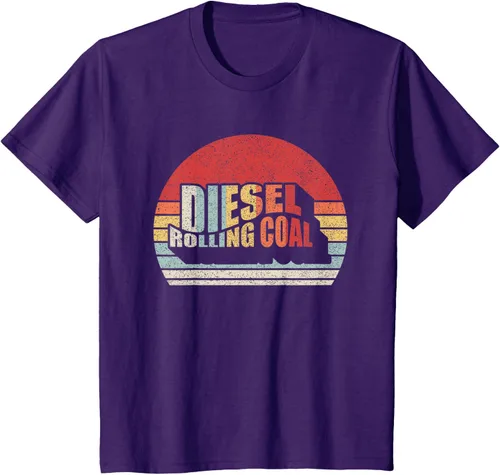 Vista 17 de Camiseta de camión diésel con motor diésel retro y divertido de carbón, Negro