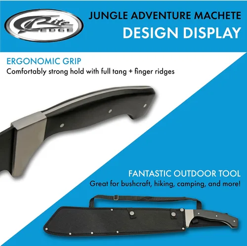 Vista 4 de SZCO Supplies - Machete de hoja de madera resistente de 25 pulgadas, machete marrón con mango de madera, hoja de acero inoxidable y funda, cuchillo