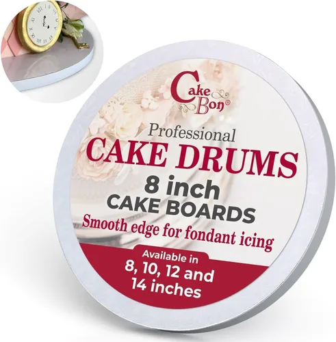 Vista 18 de Cakebon Tablas redondas para tartas – Tambores resistentes de 1/2 pulgada de grosor – Base profesional de 8 pulgadas para bordes totalmente