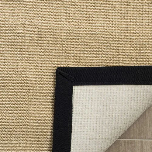 Vista 83 de Alfombra de sisal Safavieh, de color maíz y negro, tejida a mano, de la colección de fibras naturales; 5 x 8 pulgadas, NF441A, Tela, Gris / Gris