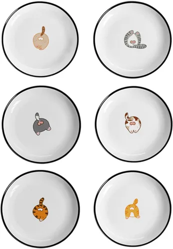 Vista 10 de SOCOSY Platos de cerámica de animales de dibujos animados súper lindos, platos de condimentos, cuencos de sushi y soja, platos de aperitivo, platos
